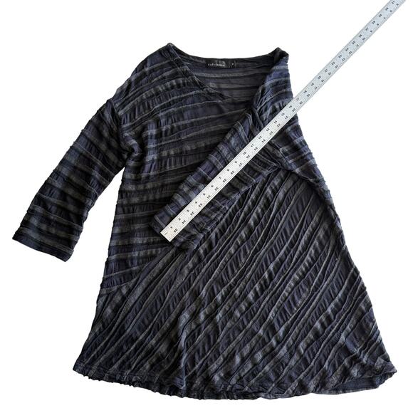 Cut Loose USA Made Lagenlook Mesh Ribbon Tunic 3/4 Sleeve Gray Blue Top M - Picture 5 of 8